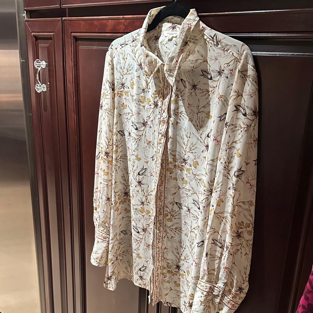 Max Studio Floral Blouse - Cream and Multicolor